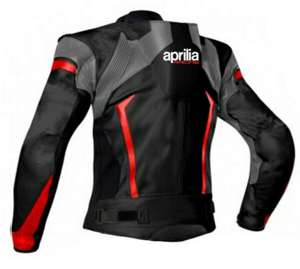 Black Aprilia Motorcycle Racing Leather Jacket