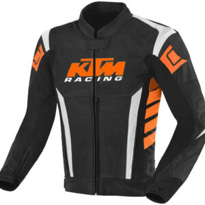 Black Orange KTM Motorcycle Racing Leather Jacket