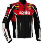 Black Red Aprilia Motorcycle Racing Leather Jacket