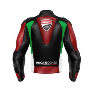 Black Red Ducati Corse Motorcycle Racing Leather Jacket