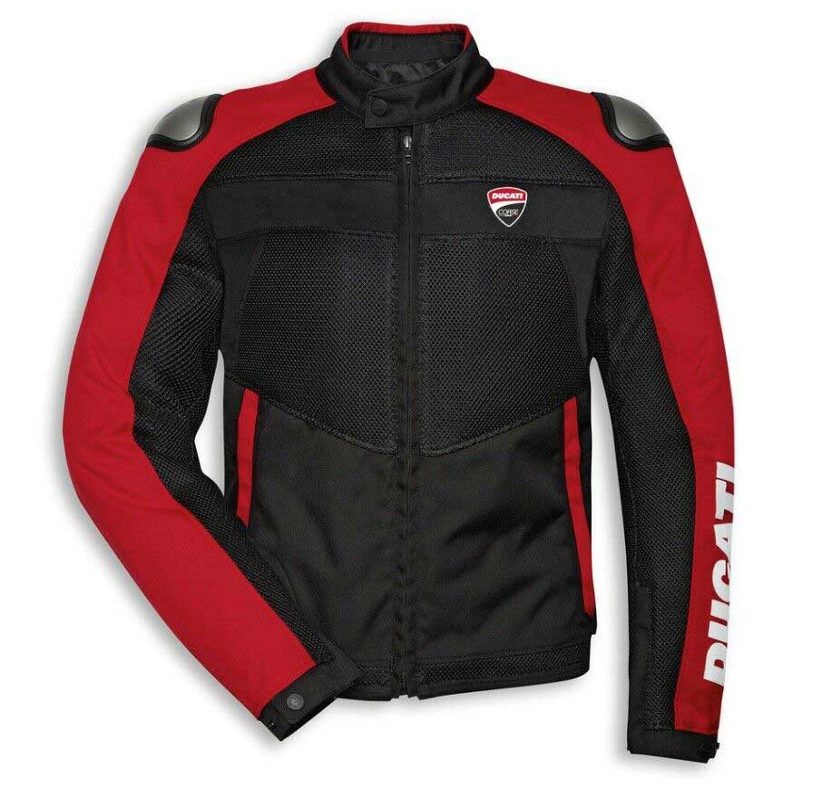 Black Red Ducati Corse Motorcycle Textile Jacket (1) Black Red Ducati Corse Motorcycle Textile Jacket