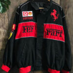 Black Red Ferrari Racing Bomber Jacket