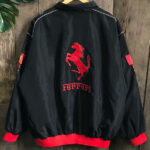 Black Red Ferrari Racing Bomber Jacket
