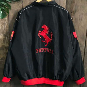 Black Red Ferrari Racing Bomber Jacket