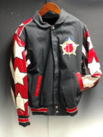 Black Red Jeff Hamilton Boxing Wool Leather Jacket