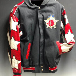 Black Red Jeff Hamilton Boxing Wool Leather Jacket