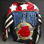 Black Red Jeff Hamilton Boxing Wool Leather Jacket