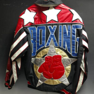 Black Red Jeff Hamilton Boxing Wool Leather Jacket