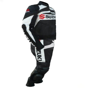 Black White Suzuki GSXR Motorcycle Leather Suit