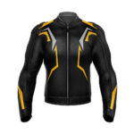 Black Yellow Motorcycle Racing Leather Jacket