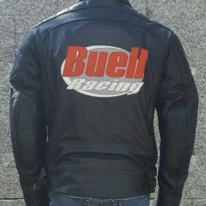 Buell Motorcycle Racing Black Leather Jacket