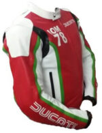 Ducati IOM 78 Motorcycle Red And White Leather Jacket