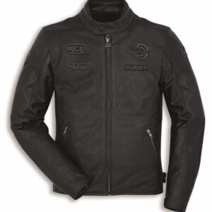 Ducati Meccanica Motorcycle Black Leather Jacket
