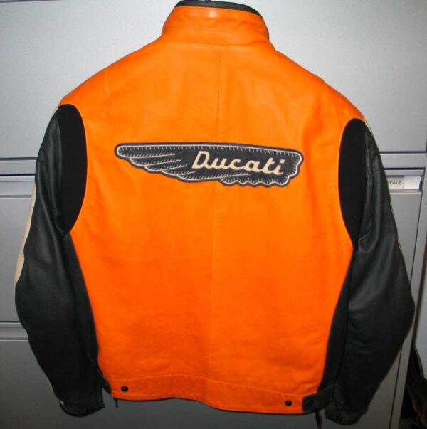 Ducati Orange Motorcycle Racing Leather Jacket
