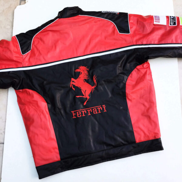 Ferrari Motorcycle Black And Red Racing Leather Jacket