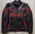Ferrari Motorcycle Racing Black Leather Jacket