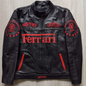 Ferrari Motorcycle Racing Black Leather Jacket