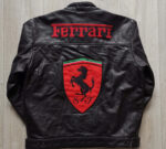 Ferrari Motorcycle Racing Black Leather Jacket