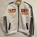 Ferrari Motorcycle Racing White Leather Jacket