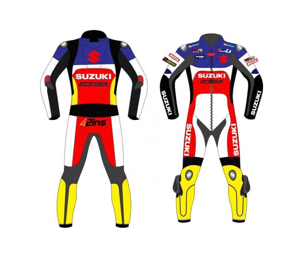 GSXR Suzuki Ecstar Motorcycle Racing Leather Suit (3) GSXR Suzuki Ecstar Motorcycle Racing Leather Suit