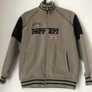 Gray Black Ferrari Racing Varsity Jacket
