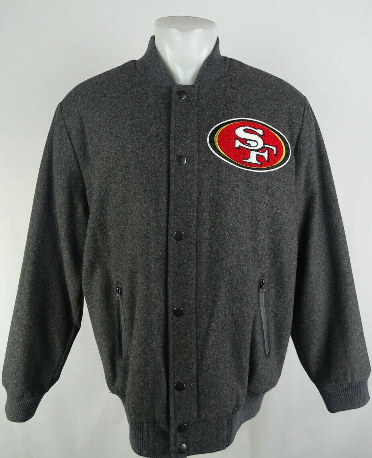 Gray San Francisco 49ers NFL Varsity Jacket (1) Gray San Francisco 49ers NFL Varsity Jacket