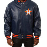 Houston Astros Blue Bomber Leather Jacket
