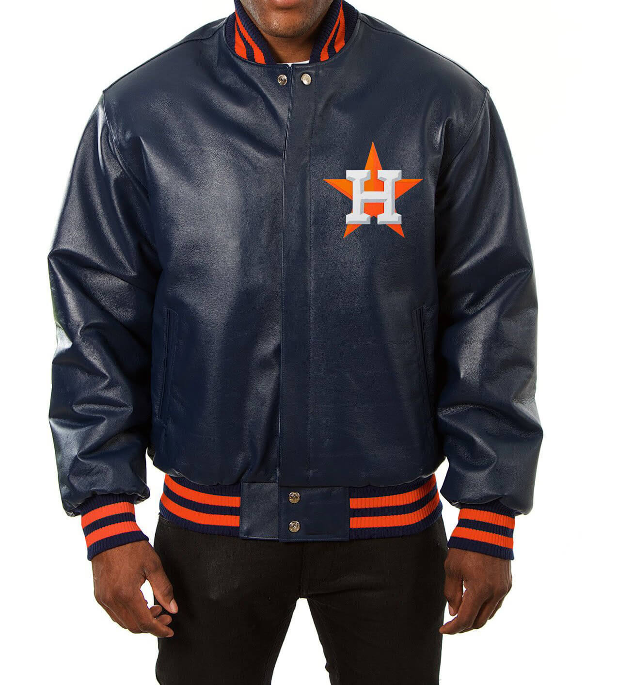 Houston Astros Blue Bomber Leather Jacket (1) Houston Astros Blue Bomber Leather Jacket