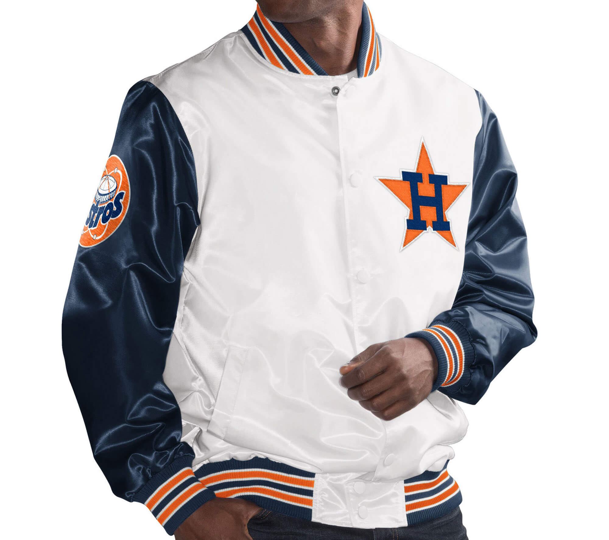 Houston Astros White The Legend Satin Jacket (1) Houston Astros White The Legend Satin Jacket