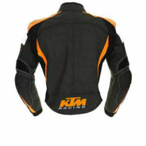 KTM Motorcycle Black And Silver Racing Leather Jacket