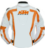 KTM Motorcycle White And Orange Racing Leather JacketKTM Motorcycle White And Orange Racing Leather Jacket