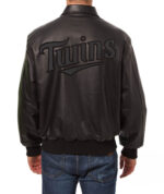 MLB Jeff Hamilton Minnesota Twins Black Leather Jacket