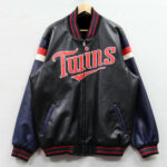 MLB Minnesota Twins Blue Black Leather Jacket