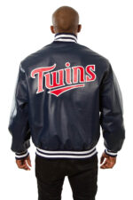 MLB Navy Blue Minnesota Twins Leather Jacket