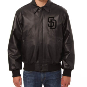 MLB San Diego Padres Black Leather Jacket