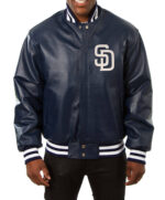 MLB San Diego Padres Navy Blue Leather Jacket