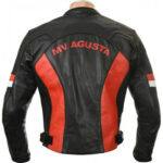 MV Agusta Corse Motorcycle Black And Red Leather Jacket