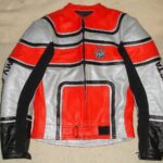 MV Agusta Motorcycle Silver And Red Leather Jacket
