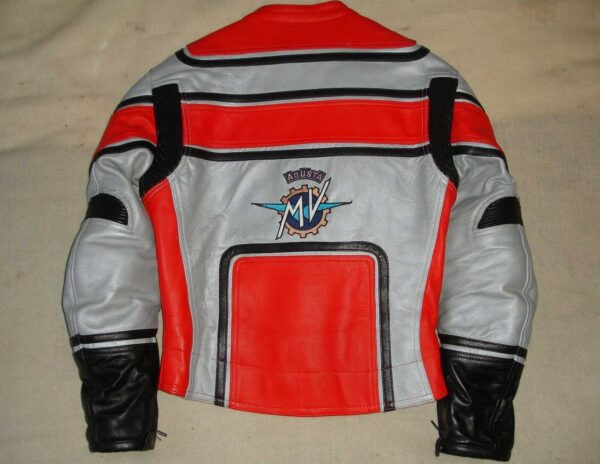 MV Agusta Motorcycle Silver And Red Leather Jacket