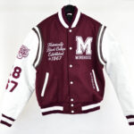 Marron White Morehouse College Varsity Jacket