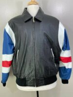 Michael Hoban USA Flag Multicolor Leather Jacket