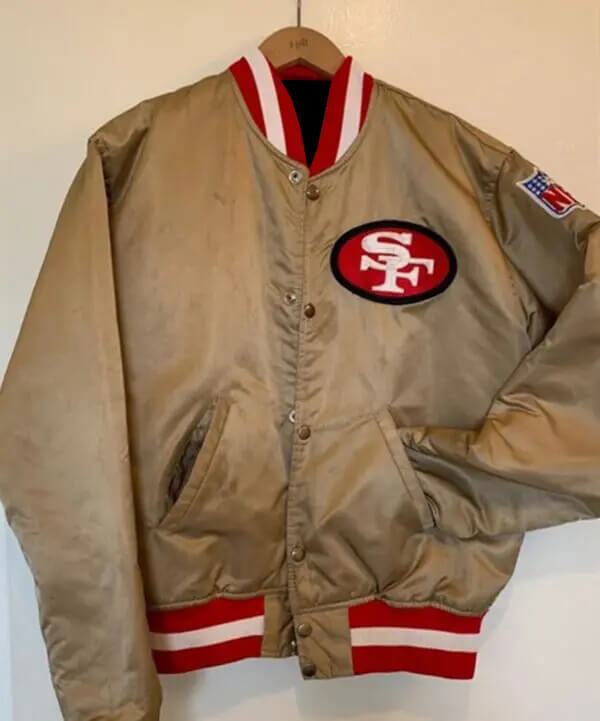 mitchell and ness 49ers gold jacket