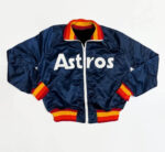Navy Houston Astros Bomber Satin Full Zip Jacket