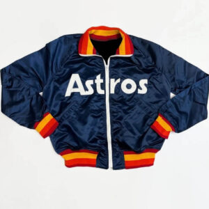 Navy Houston Astros Bomber Satin Full Zip Jacket