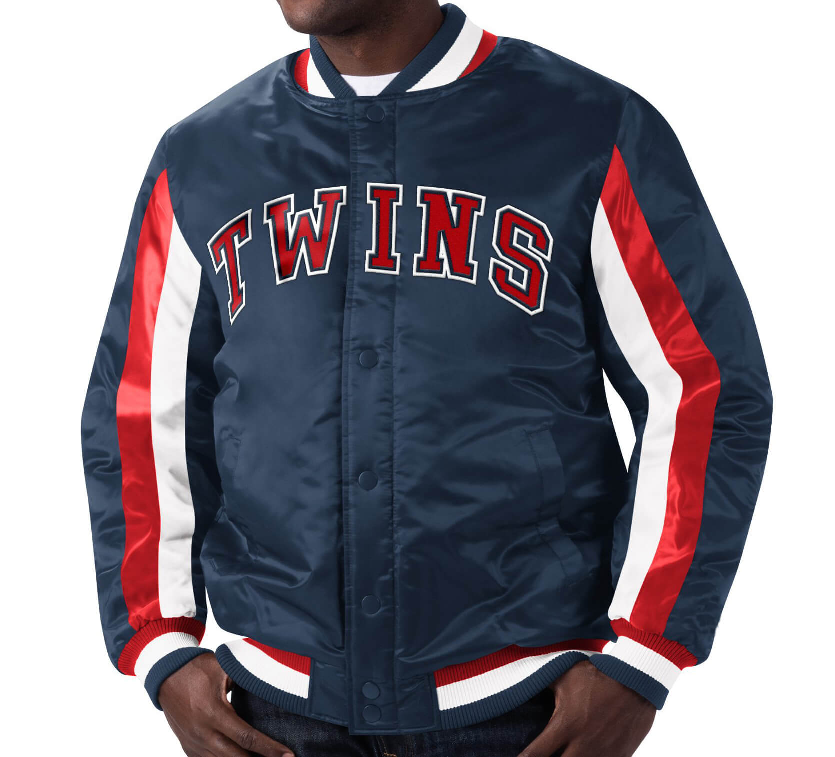 Navy Minnesota Twins The Ace Satin Full Snap Jacket (2) Navy Minnesota Twins The Ace Satin Full Snap Jacket