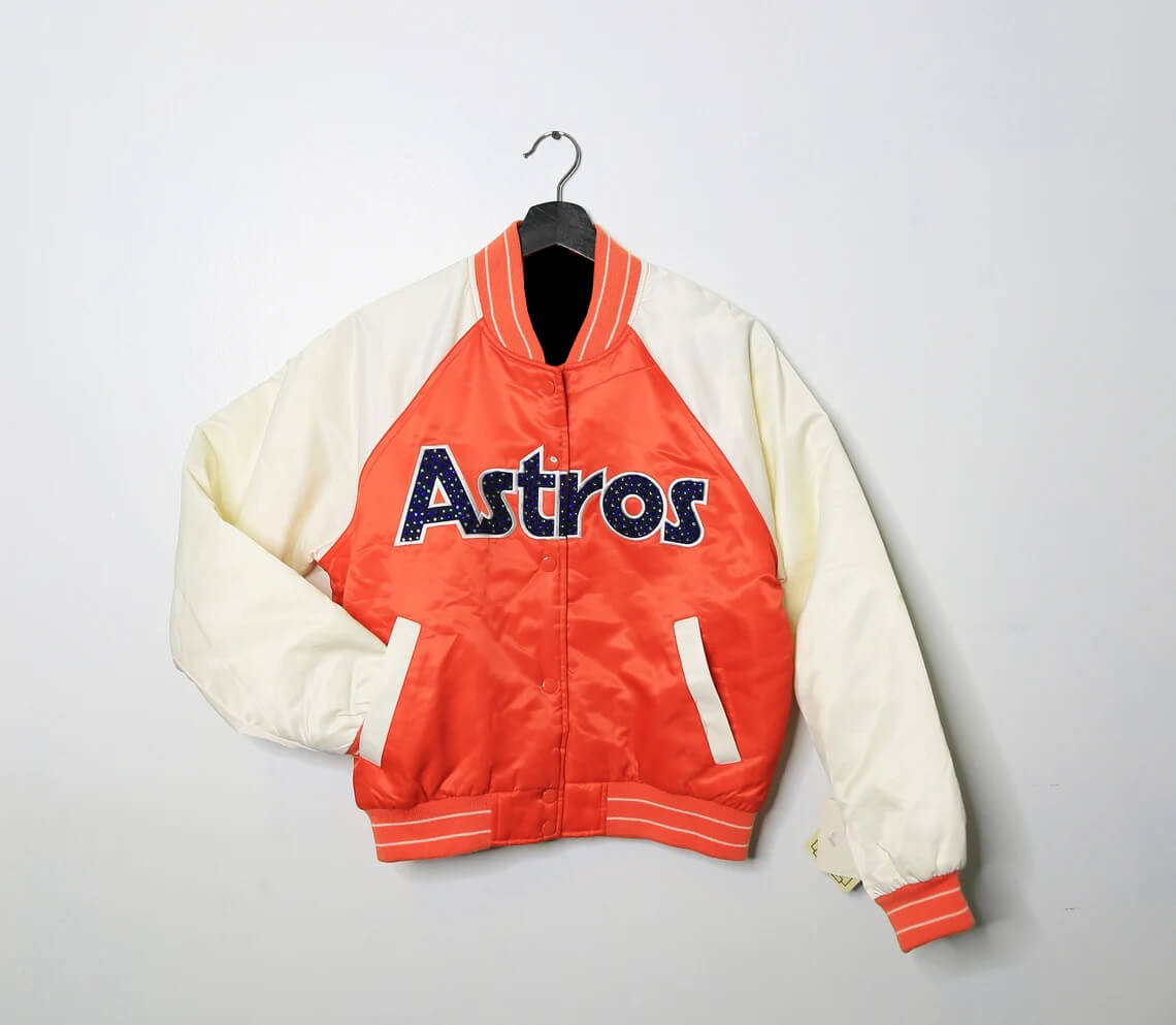 Maker of Jacket Fashion Jackets Orange Houston Astros Rhinestone Bomber Satin