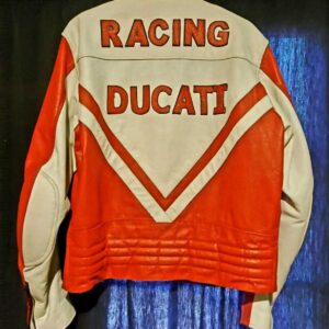 Orange White Ducati Motorcycle Racing Leather Jacket