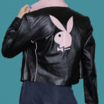Playboy Pink Patch Black Leather Jacket