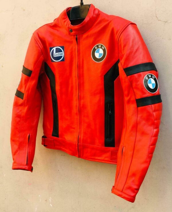 Red Black BMW Motorcycle Racing Leather Jacket