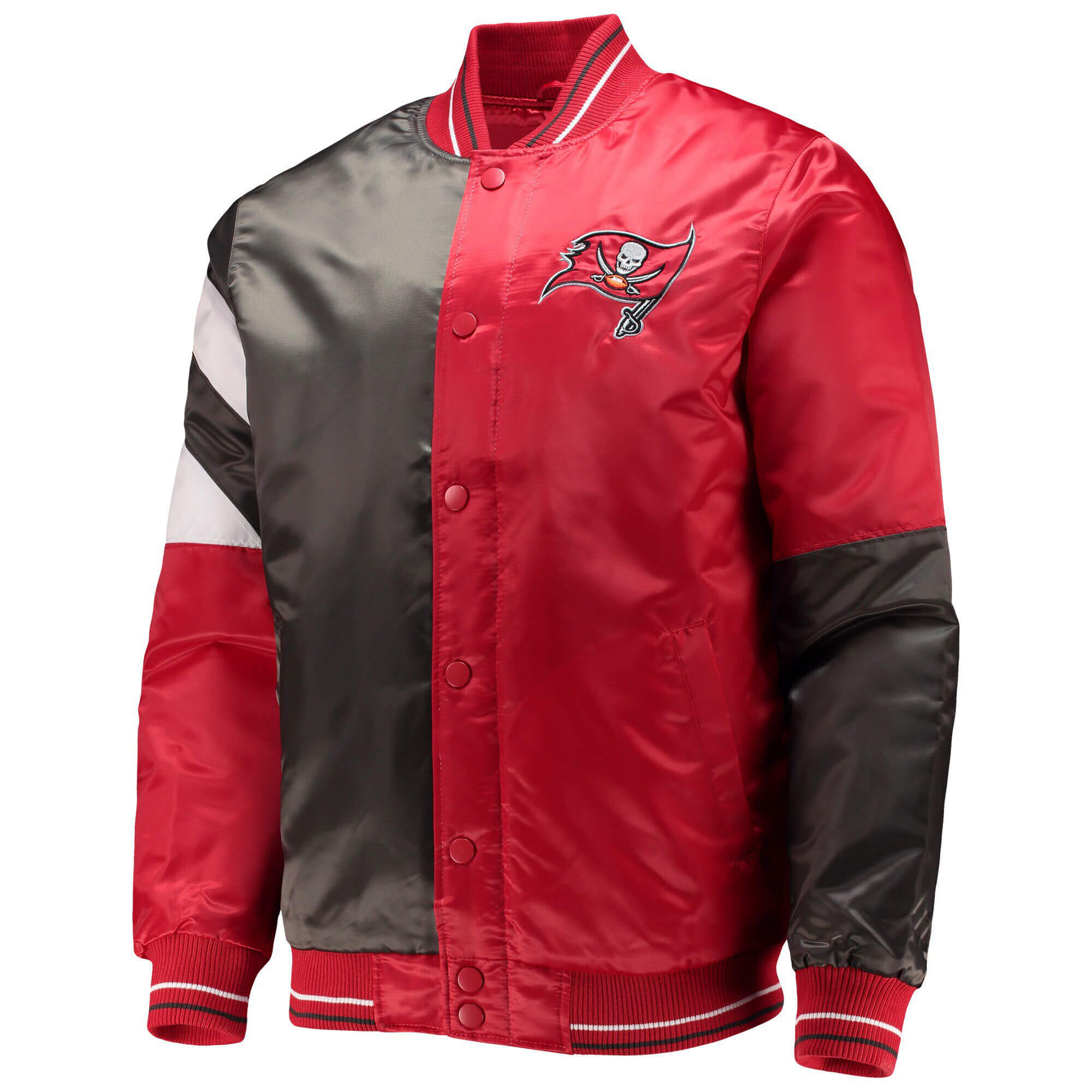 Red Black Tampa Bay Buccaneers Leader Satin Jacket (2) Red Black Tampa Bay Buccaneers Leader Satin Jacket